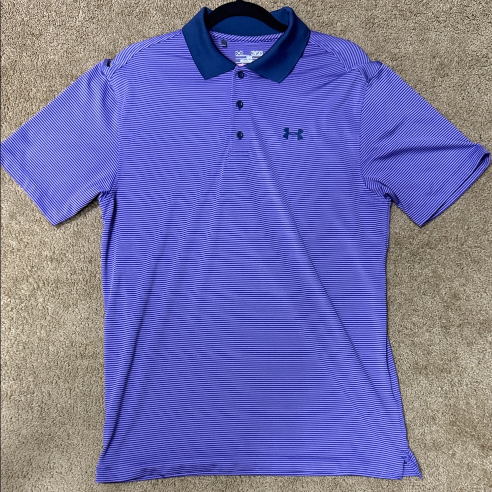 Under Armour Men's Striped Purple/Navy Polo